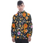 Mid Century Retro Floral 1970s 1960s Pattern 57 Men s Front Pocket Pullover Windbreaker
