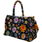 Mid Century Retro Floral 1970s 1960s Pattern 57 Duffel Travel Bag