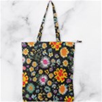Mid Century Retro Floral 1970s 1960s Pattern 57 Double Zip Up Tote Bag