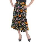 Mid Century Retro Floral 1970s 1960s Pattern 57 Midi Mermaid Skirt