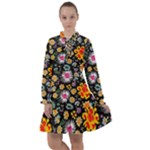 Mid Century Retro Floral 1970s 1960s Pattern 57 All Frills Dress