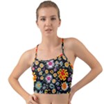 Mid Century Retro Floral 1970s 1960s Pattern 57 Mini Tank Bikini Top