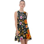 Mid Century Retro Floral 1970s 1960s Pattern 57 Frill Swing Dress