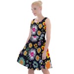 Mid Century Retro Floral 1970s 1960s Pattern 57 Knee Length Skater Dress