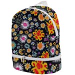 Mid Century Retro Floral 1970s 1960s Pattern 57 Zip Bottom Backpack