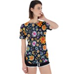 Mid Century Retro Floral 1970s 1960s Pattern 57 Perpetual Short Sleeve T-Shirt
