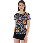 Mid Century Retro Floral 1970s 1960s Pattern 57 Back Cut Out Sport T-Shirt