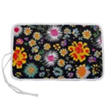 Mid Century Retro Floral 1970s 1960s Pattern 57 Pen Storage Case (L)