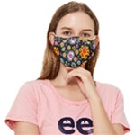 Mid Century Retro Floral 1970s 1960s Pattern 57 Fitted Cloth Face Mask (Adult)