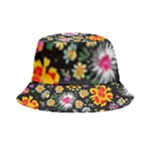 Mid Century Retro Floral 1970s 1960s Pattern 57 Inside Out Bucket Hat