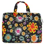 Mid Century Retro Floral 1970s 1960s Pattern 57 MacBook Pro 13  Double Pocket Laptop Bag