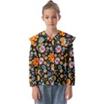 Mid Century Retro Floral 1970s 1960s Pattern 57 Kids  Peter Pan Collar Blouse