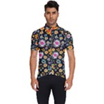 Mid Century Retro Floral 1970s 1960s Pattern 57 Men s Short Sleeve Cycling Jersey