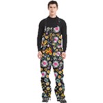 Mid Century Retro Floral 1970s 1960s Pattern 57 Men s Front Zip Ski And Snowboard Bib Pants