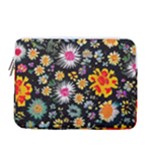 Mid Century Retro Floral 1970s 1960s Pattern 57 13  Vertical Laptop Sleeve Case With Pocket