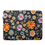 Mid Century Retro Floral 1970s 1960s Pattern 57 15  Vertical Laptop Sleeve Case With Pocket