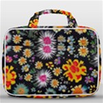 Mid Century Retro Floral 1970s 1960s Pattern 57 Travel Toiletry Bag With Hanging Hook