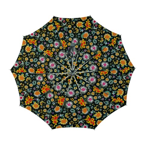 Mid Century Retro Floral 1970s 1960s Pattern 57 Automatic Folding Umbrella with Case (Large) from ArtsNow.com