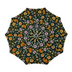 Mid Century Retro Floral 1970s 1960s Pattern 57 Automatic Folding Umbrella with Case (Large)