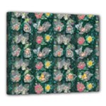 Mid Century Retro Floral 1970s 1960s Pattern 62 Canvas 24  x 20  (Stretched)