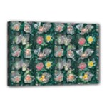 Mid Century Retro Floral 1970s 1960s Pattern 62 Canvas 18  x 12  (Stretched)