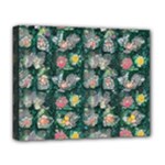 Mid Century Retro Floral 1970s 1960s Pattern 62 Deluxe Canvas 20  x 16  (Stretched)