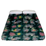 Mid Century Retro Floral 1970s 1960s Pattern 62 Fitted Sheet (Queen Size)