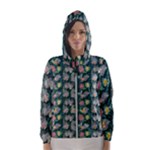Mid Century Retro Floral 1970s 1960s Pattern 62 Women s Hooded Windbreaker