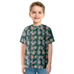 Mid Century Retro Floral 1970s 1960s Pattern 62 Kids  Sport Mesh T-Shirt