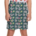 Mid Century Retro Floral 1970s 1960s Pattern 62 Kids  Basketball Shorts