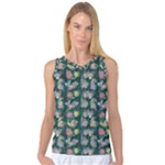 Mid Century Retro Floral 1970s 1960s Pattern 62 Women s Basketball Tank Top