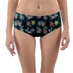 Mid Century Retro Floral 1970s 1960s Pattern 62 Reversible Mid-Waist Bikini Bottoms