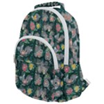 Mid Century Retro Floral 1970s 1960s Pattern 62 Rounded Multi Pocket Backpack
