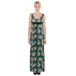 Mid Century Retro Floral 1970s 1960s Pattern 62 Thigh Split Maxi Dress