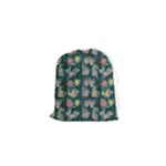 Mid Century Retro Floral 1970s 1960s Pattern 62 Drawstring Pouch (XS)