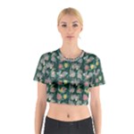 Mid Century Retro Floral 1970s 1960s Pattern 62 Cotton Crop Top