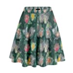 Mid Century Retro Floral 1970s 1960s Pattern 62 High Waist Skirt