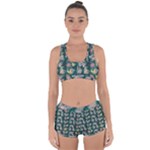 Mid Century Retro Floral 1970s 1960s Pattern 62 Racerback Boyleg Bikini Set