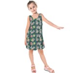 Mid Century Retro Floral 1970s 1960s Pattern 62 Kids  Sleeveless Dress