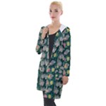 Mid Century Retro Floral 1970s 1960s Pattern 62 Hooded Pocket Cardigan