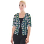 Mid Century Retro Floral 1970s 1960s Pattern 62 Cropped Button Cardigan
