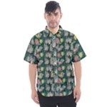 Mid Century Retro Floral 1970s 1960s Pattern 62 Men s Short Sleeve Shirt