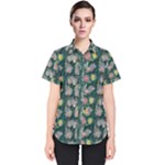 Mid Century Retro Floral 1970s 1960s Pattern 62 Women s Short Sleeve Shirt