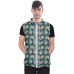 Mid Century Retro Floral 1970s 1960s Pattern 62 Men s Puffer Vest