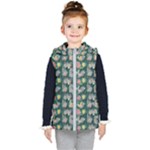Mid Century Retro Floral 1970s 1960s Pattern 62 Kids  Hooded Puffer Vest