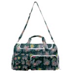 Mid Century Retro Floral 1970s 1960s Pattern 62 Sports Gym Duffle Bag with Shoe Compartment