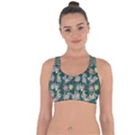 Mid Century Retro Floral 1970s 1960s Pattern 62 Cross String Back Sports Bra