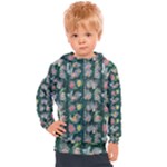 Mid Century Retro Floral 1970s 1960s Pattern 62 Kids  Hooded Pullover