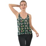 Mid Century Retro Floral 1970s 1960s Pattern 62 Chiffon Cami