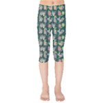 Mid Century Retro Floral 1970s 1960s Pattern 62 Kids  Capri Leggings 